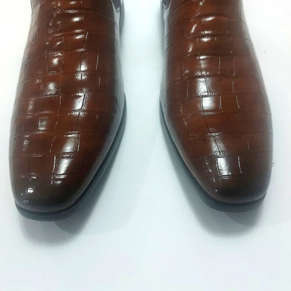Elegant Brown Leather Men's Shoes Size 48 NWNB